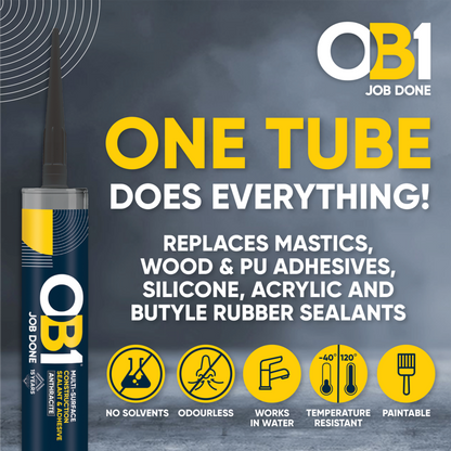OB1 Construction Grab Adhesive & Sealant Cartridge - Anthracite 290ml
