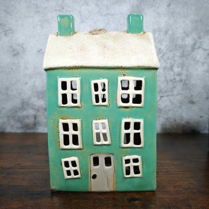 Village Pottery Large Green House Tealight Holder