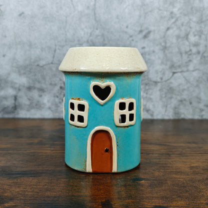 Village Pottery Warmer Heart Tealight Holder & Oil Burner - Teal