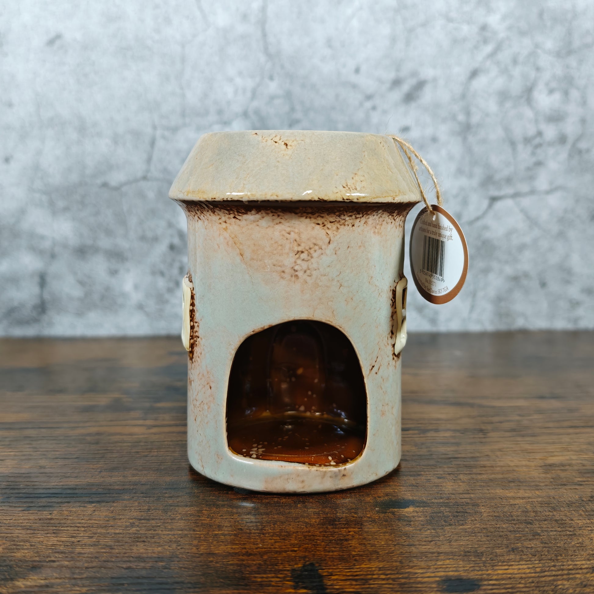 Village Pottery Round House Tealight Holder/Oil Burner - Heart Grey