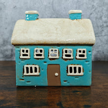 Village Pottery Large House Tealight Holder - Blue