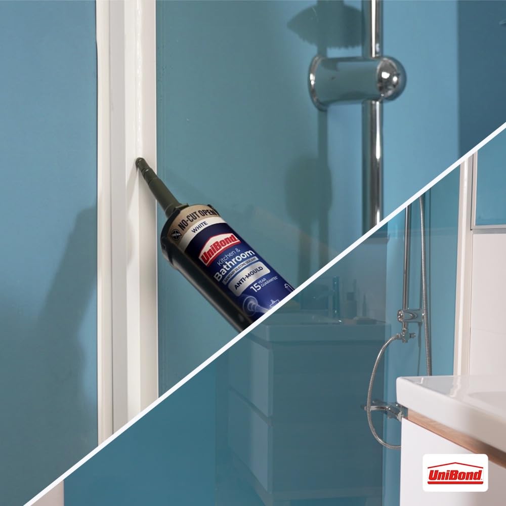 UniBond Anti-Mould Kitchen & Bathroom Sanitary Silicone Sealant 280ml Cartridge - White