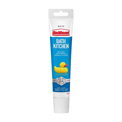 UniBond Anti Mould Bath & Kitchen Silicone Sealant White - Small 50ml Tube