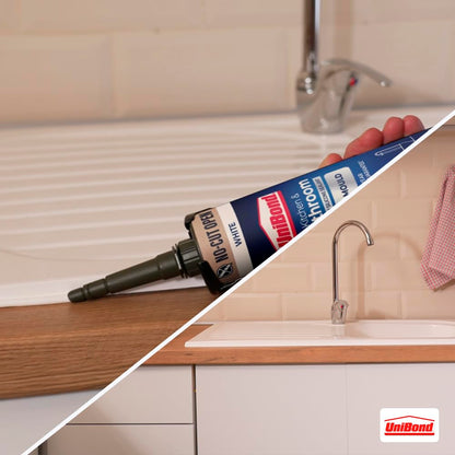UniBond Anti-Mould Kitchen & Bathroom Sanitary Silicone Sealant 280ml Cartridge - White