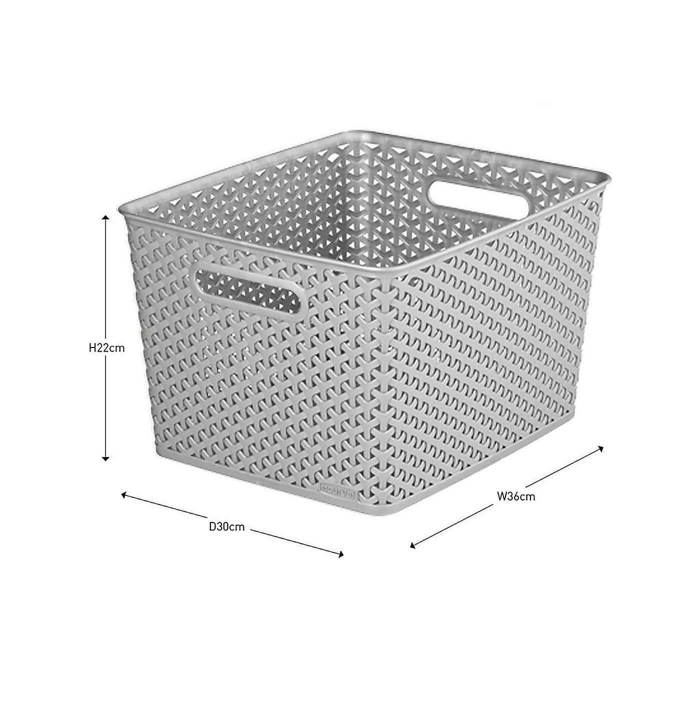 Curver Large Rattan Storage Basket 18 Litre - Grey