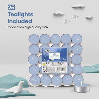 Scented Tea Lights Candles Pack of 25 - Cotton Flowers