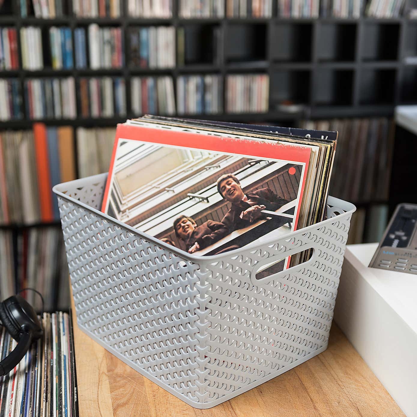 Curver Large Rattan Storage Basket 18 Litre - Grey