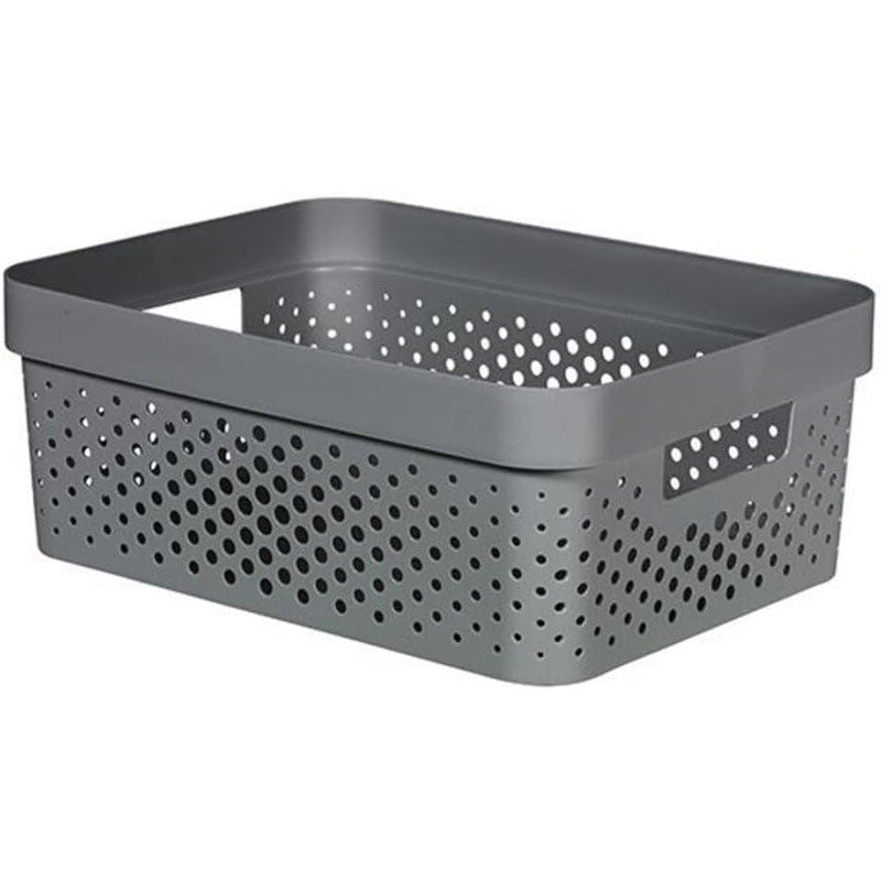 Curver Infinity Dots Medium Storage Basket 11 Litre - Dark Grey