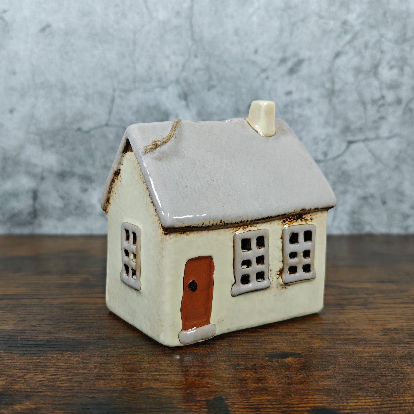 Village Pottery House Tealight Holder - Light Grey