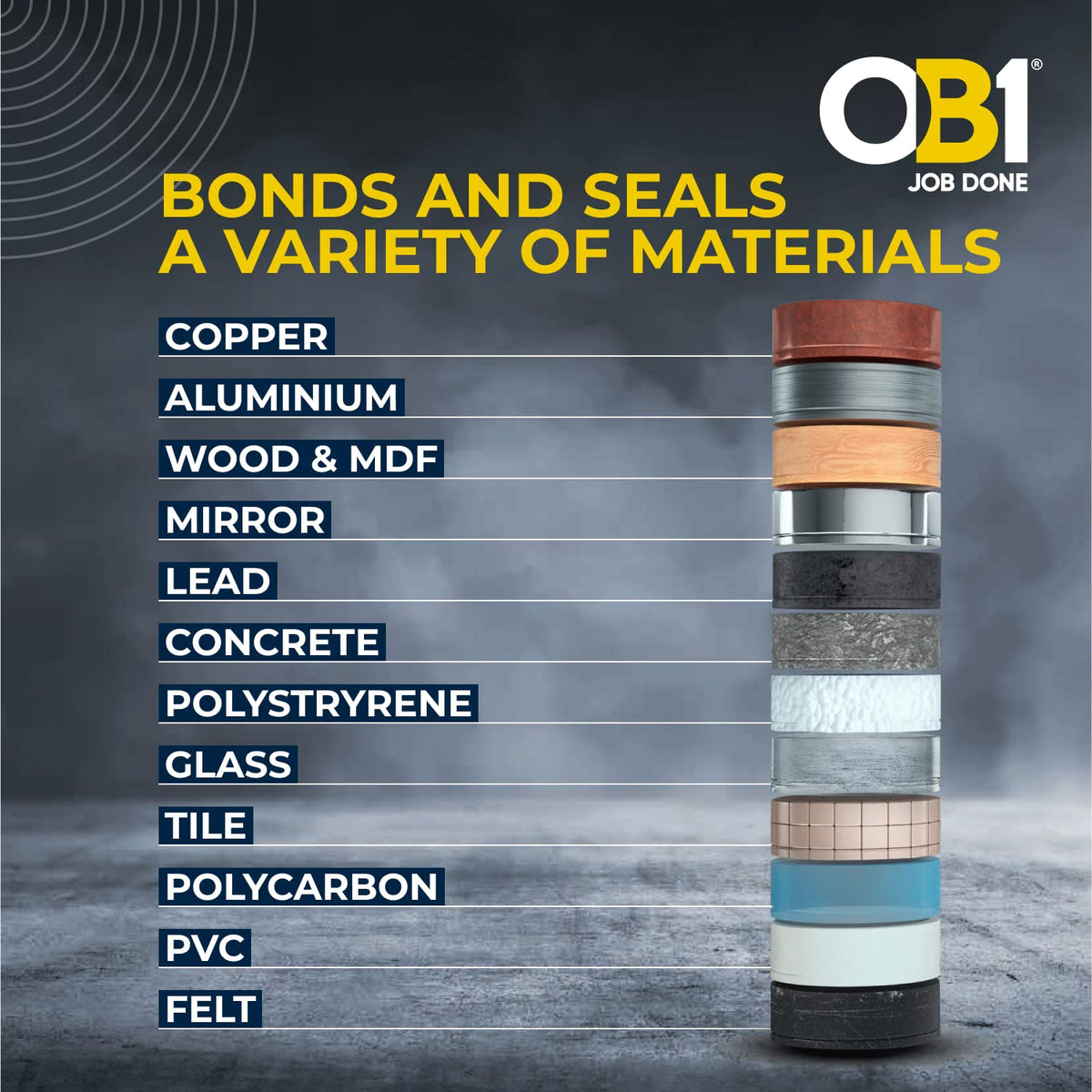 OB1 Construction Grab Adhesive & Sealant Cartridge - Clear 290ml