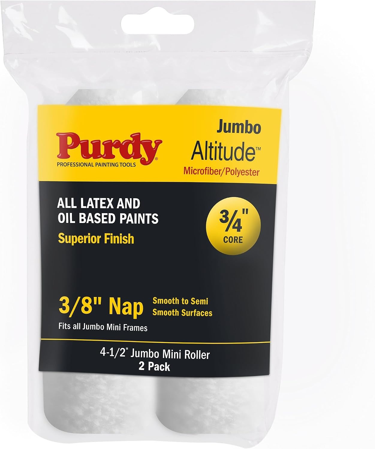 Purdy Altitude Jumbo Mini 4.5" Paint Roller Sleeves 3/8" Nap Pack of 2