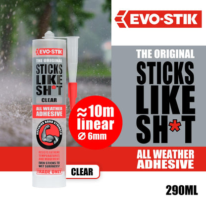 Evo-Stik Sticks Like Sh*t All Weather Grab Adhesive Clear - 290ml Cartridge
