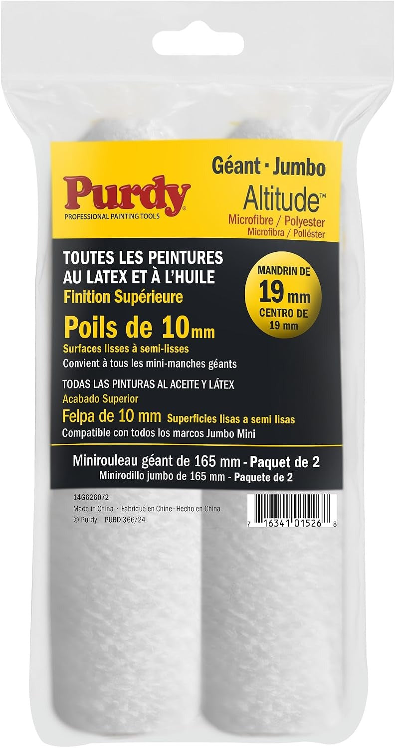 Purdy Altitude Jumbo Mini 6.5" Pack of 2 Paint Roller Sleeves 3/8" Nap 3/4" Core