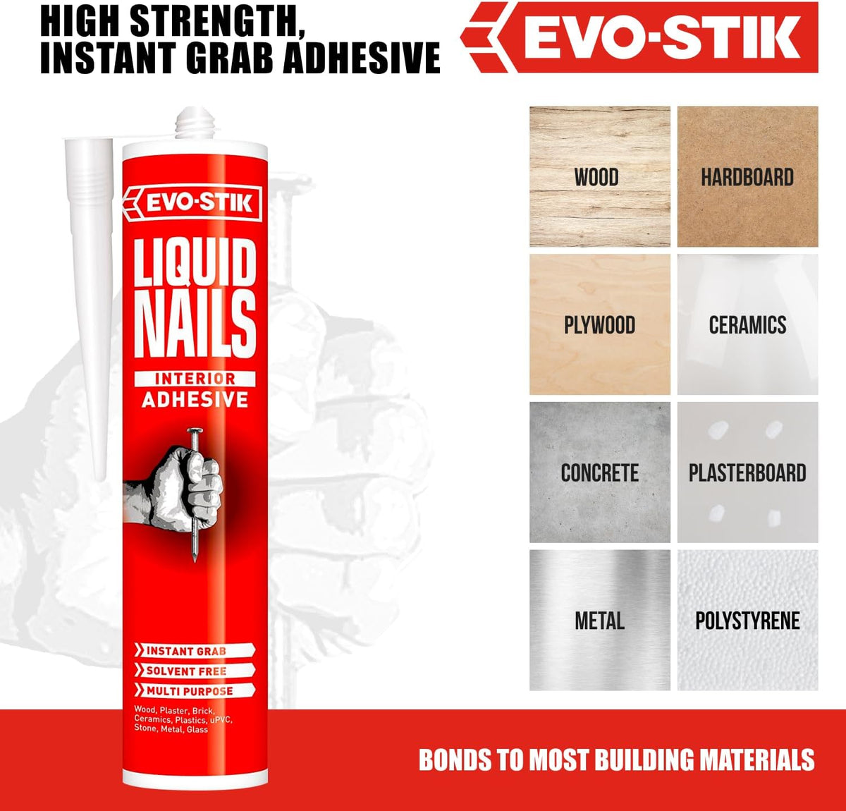 Evo-Stik Liquid Nails Interior Adhesive Cartridge - 290ml