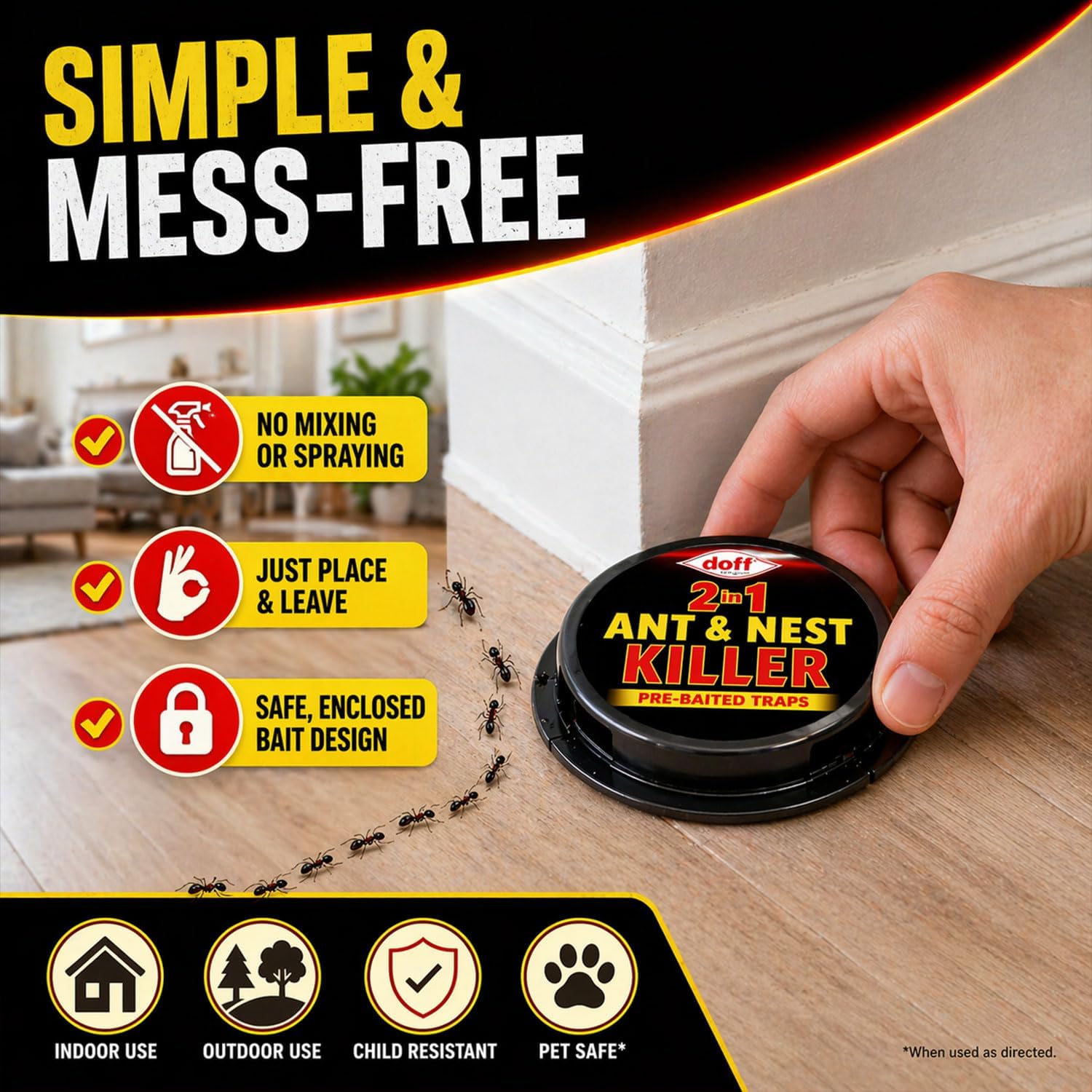 Doff 2 in 1 Ant & Nest Killer Pre Baited Traps - 4 Pack