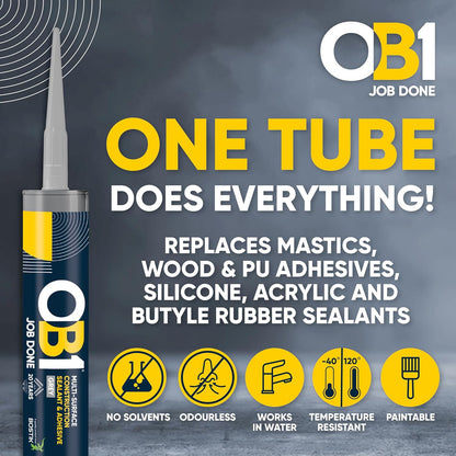 OB1 Construction Grab Adhesive & Sealant Cartridge - Grey 290ml