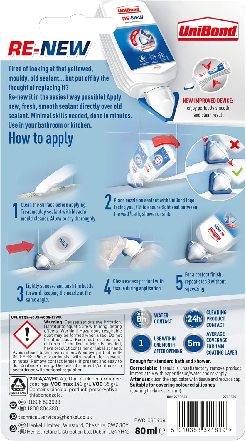 UniBond Re-New White Silicone Sealant Renewal - 80ml