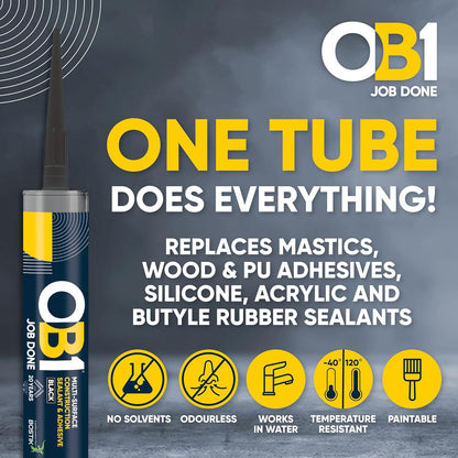 OB1 Construction Grab Adhesive & Sealant Cartridge - Black 290ml