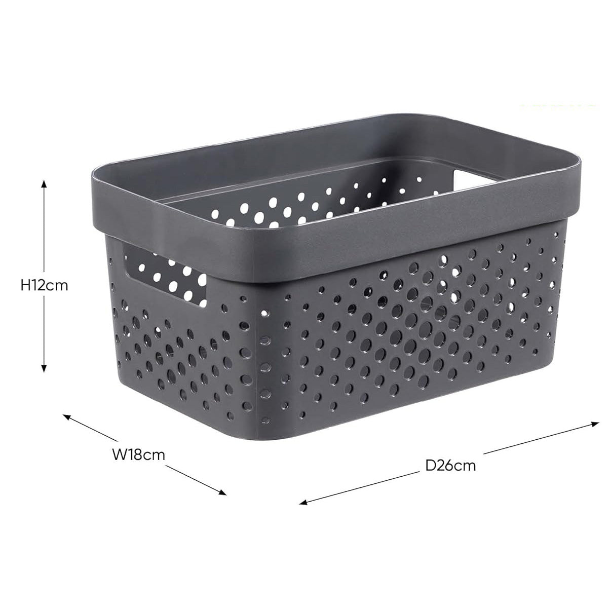 Curver Infinity Dots Small Storage Basket 4.5 Litre - Dark Grey