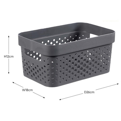 Curver Infinity Dots Small Storage Basket 4.5 Litre - Dark Grey