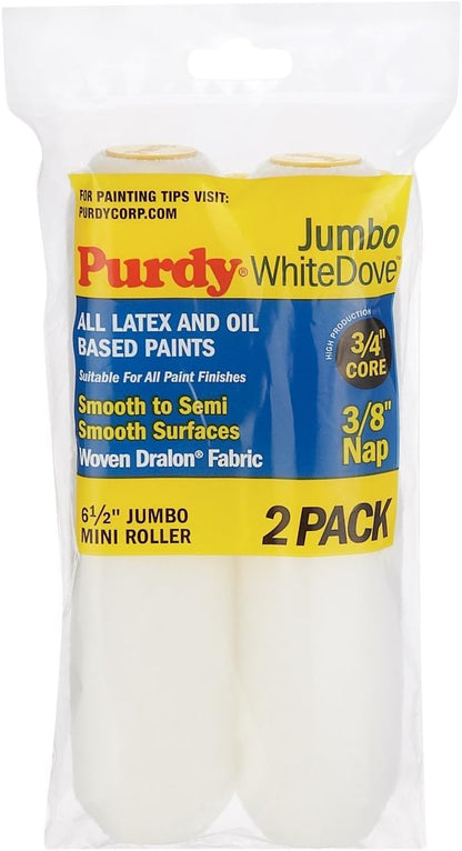 Purdy White Dove Jumbo Mini 6.5" Paint Roller Sleeves 3/8" Nap 2 Pack