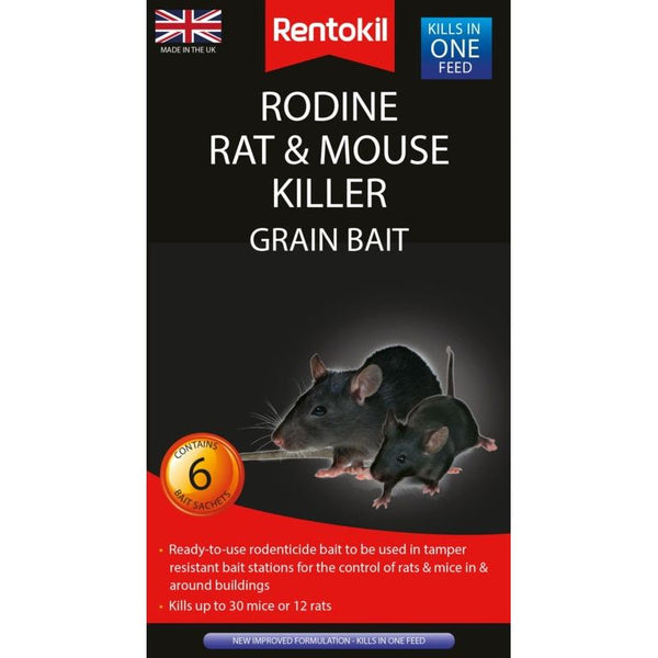 Rentokil Rodine Rat & Mouse Killer Grain Bait 6 Sachets