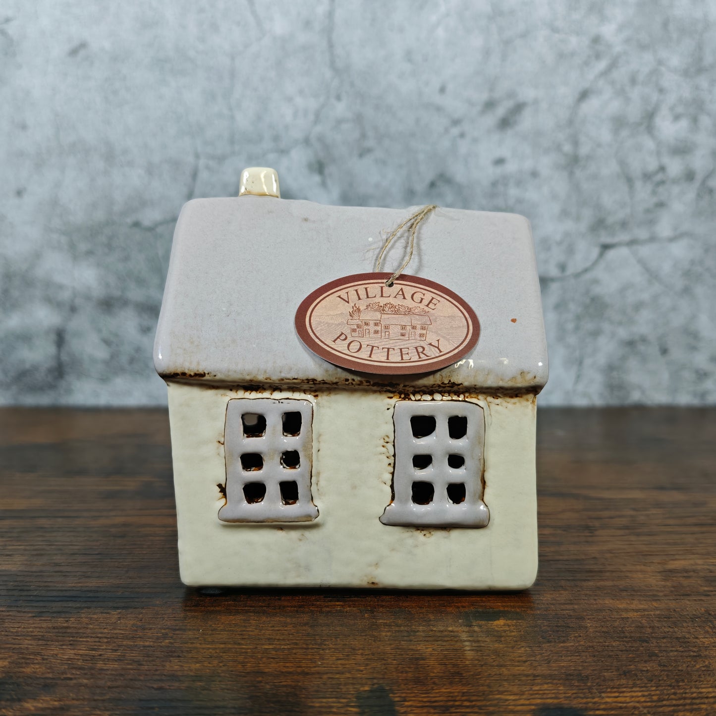 Village Pottery House Tealight Holder - Light Grey