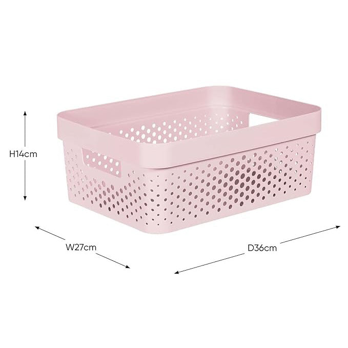 Curver Infinity Dots Medium Storage Basket 11 Litre - Pink