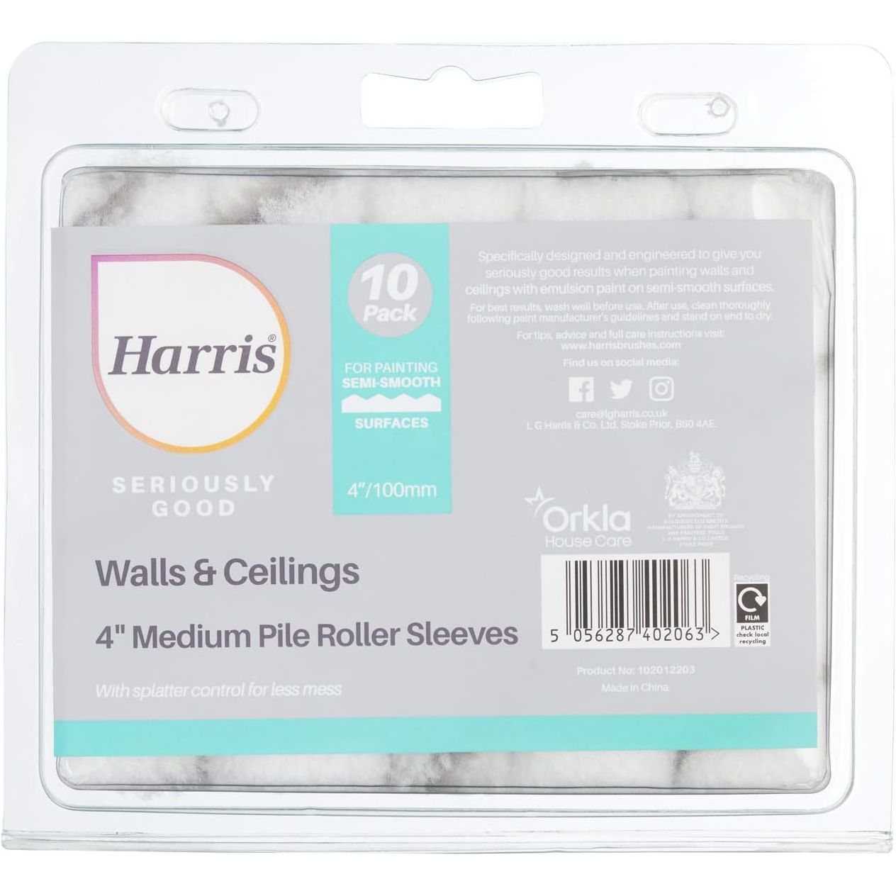 Harris Seriously Good Walls & Ceilings 4" Medium Pile Mini Paint Roller Sleeves - 10 Pack