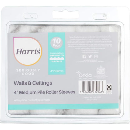 Harris Seriously Good Walls & Ceilings 4" Medium Pile Mini Paint Roller Sleeves - 10 Pack