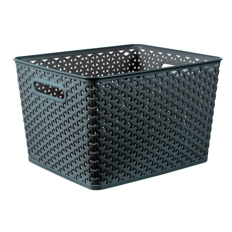 Curver Large Rattan Storage Basket 18 Litre - Dark Grey