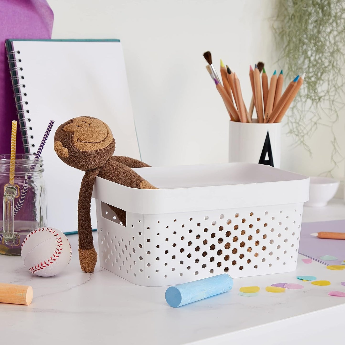 Curver Infinity Dots Small Storage Basket 4.5 Litre - White