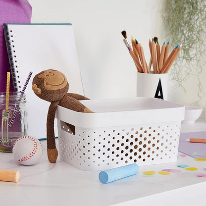 Curver Infinity Dots Small Storage Basket 4.5 Litre - White