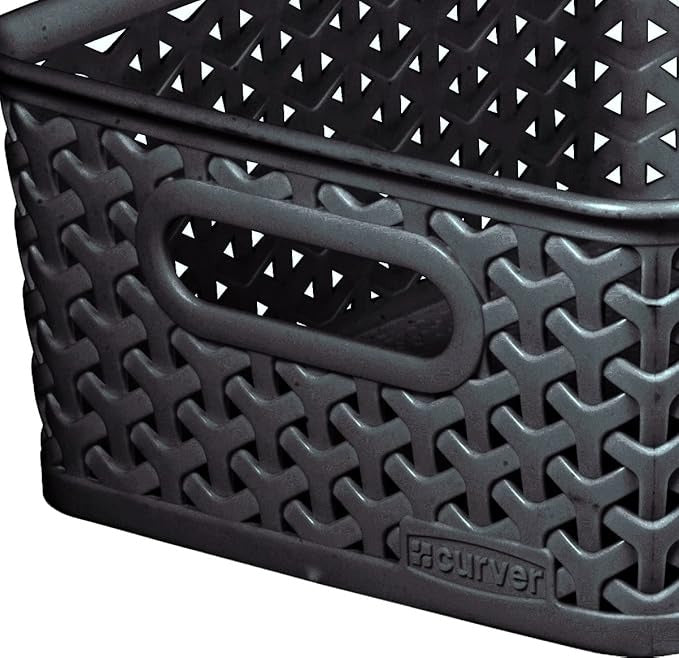 Curver Small Rattan Storage Basket 4 Litre - Dark Grey 