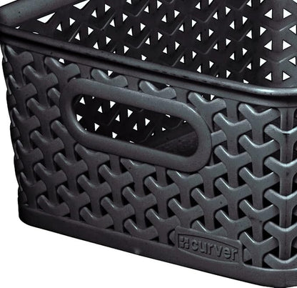 Curver Small Rattan Storage Basket 4 Litre - Dark Grey 