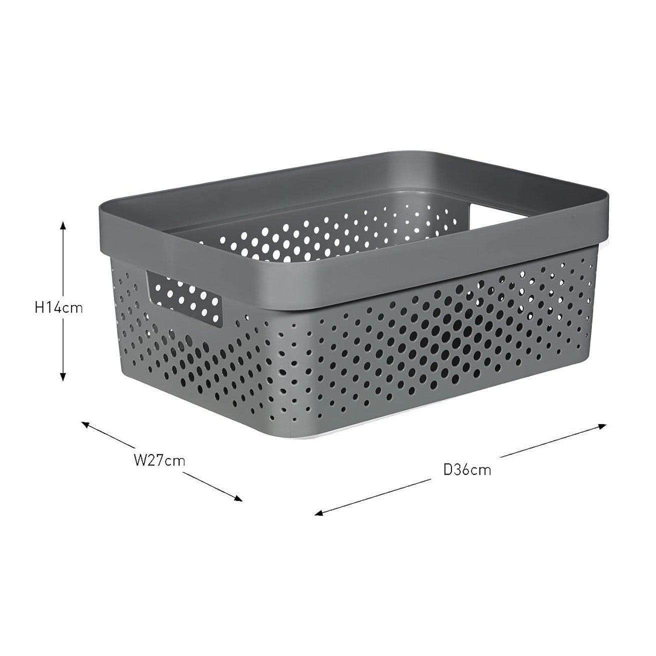 Curver Infinity Dots Medium Storage Basket 11 Litre - Dark Grey