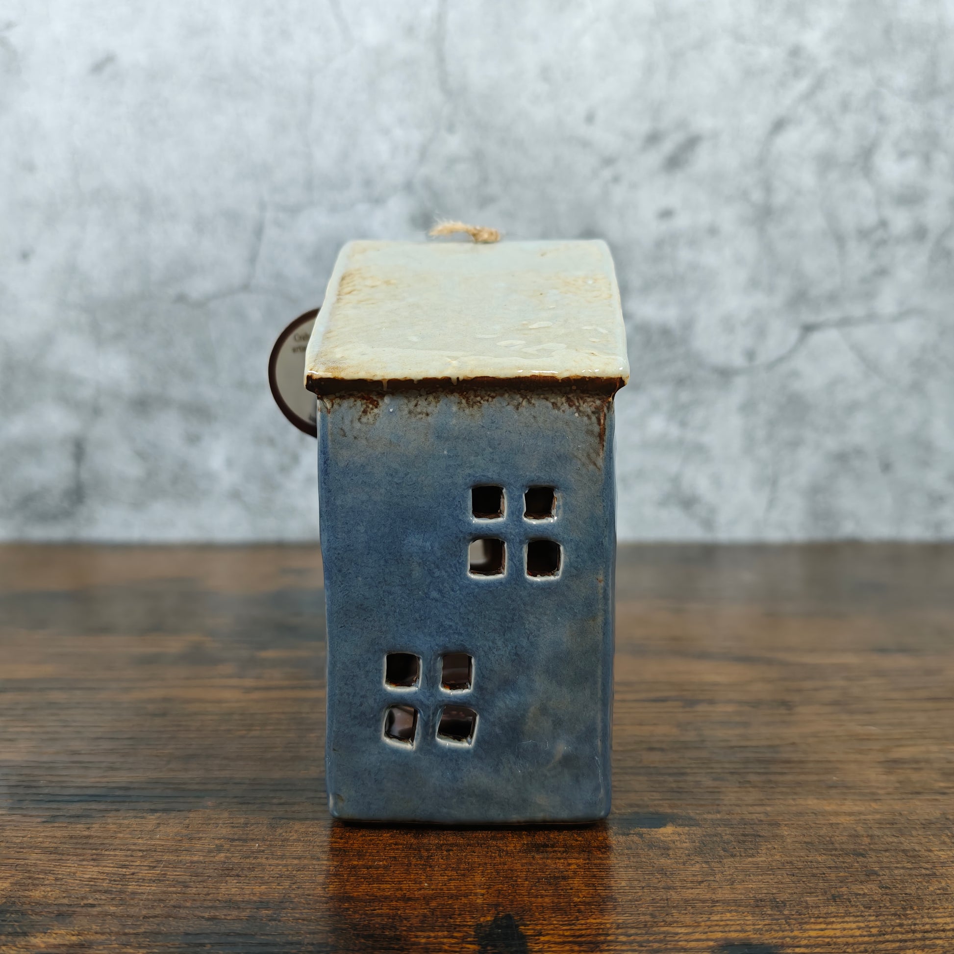 Village Pottery Large Town House Grey Tealight Holder