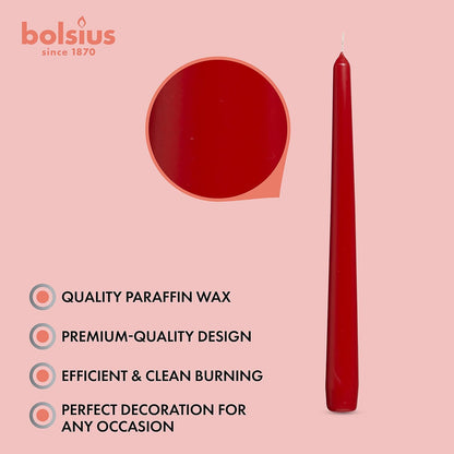 Bolsius Tapered Candles 10 Pack - Red