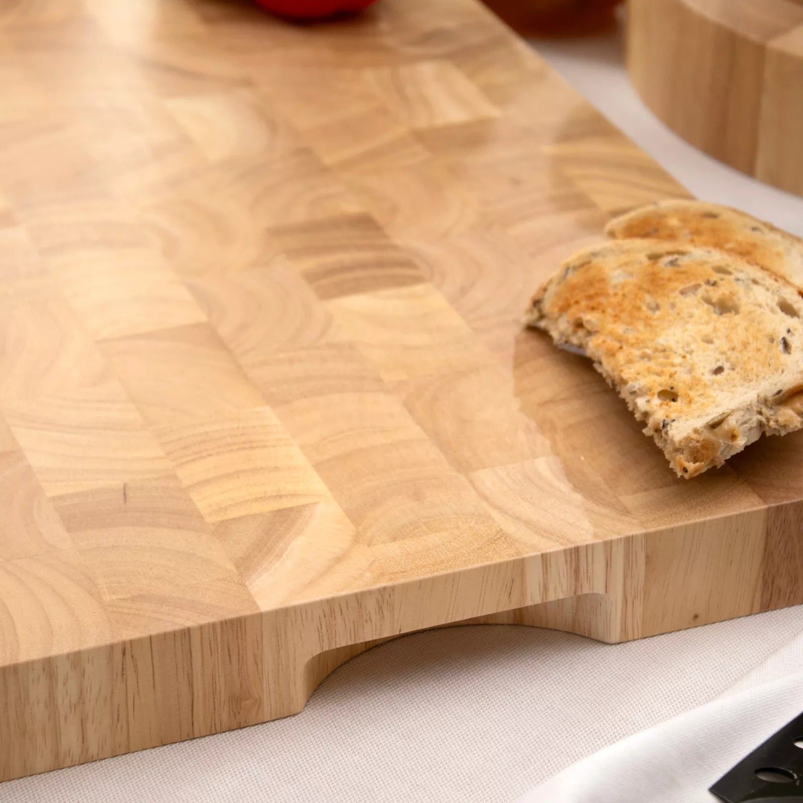 Hevea Wood Large Square Endgrain Chopping Cutting Board 34cm