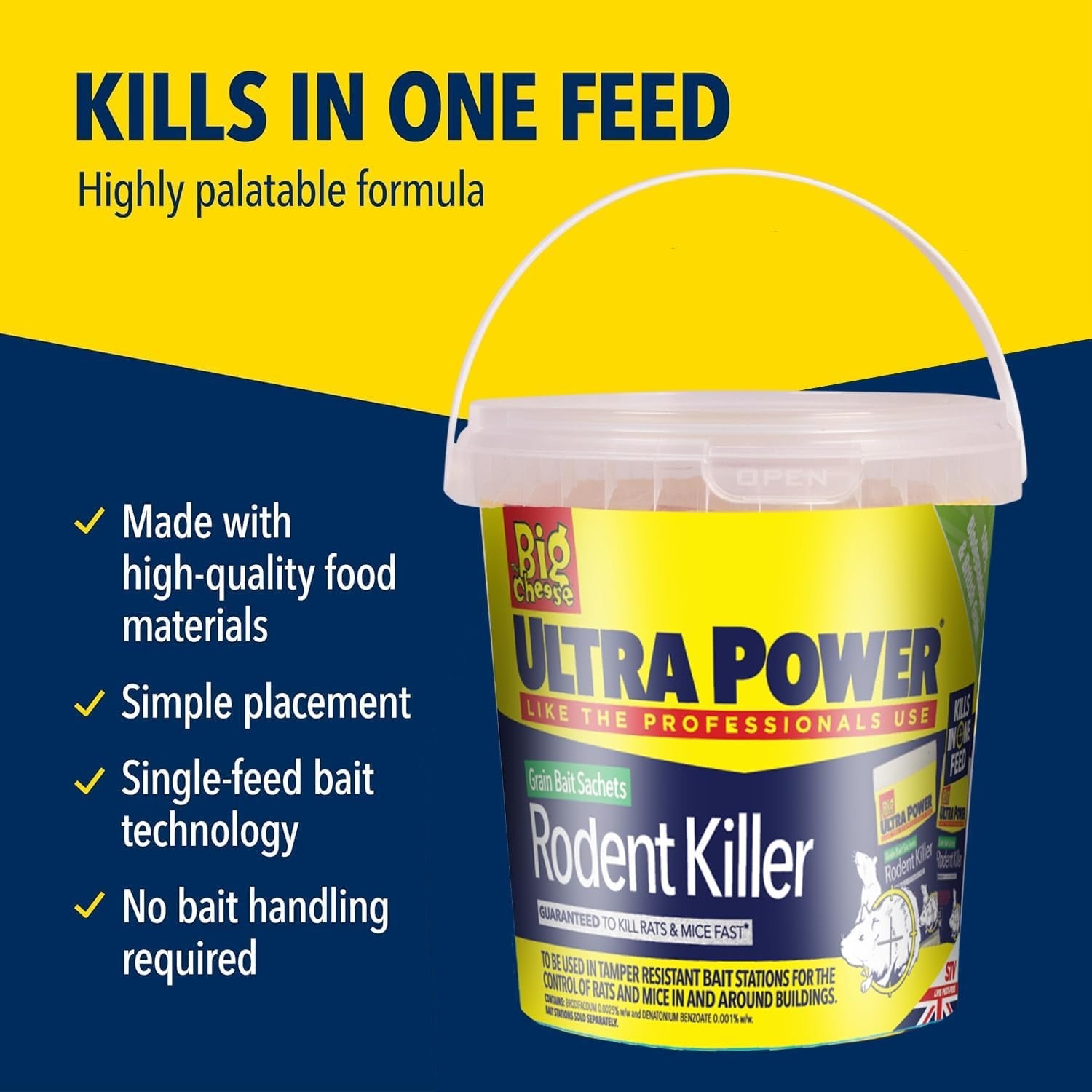 The Big Cheese Ultra Power Grain Bait Rodent Killer 7 x 20g Sachets 