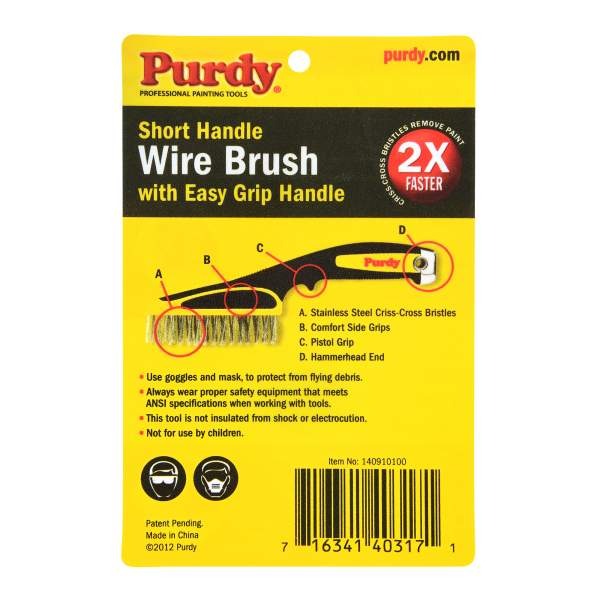 Purdy Wire Brush Stainless Steel Criss Cross Bristles Short Handled
