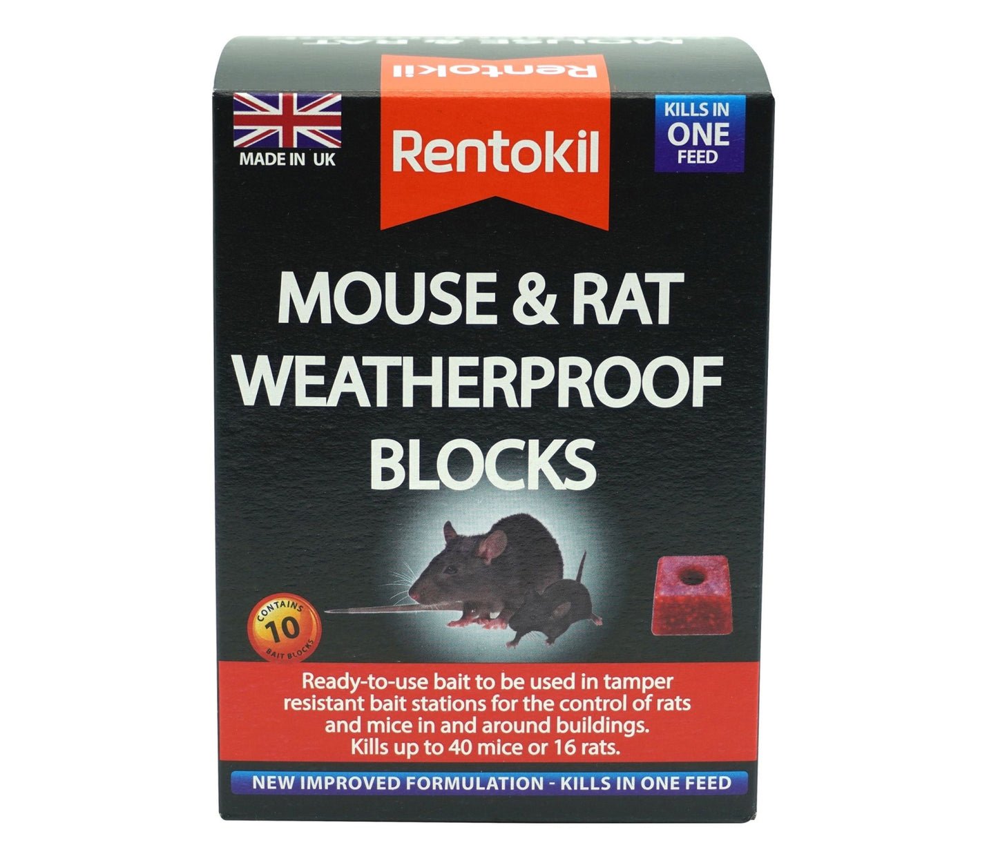 Rentokil Mouse & Rat Weatherproof Block Baits Pack 10