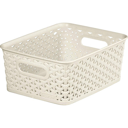 Curver Medium Rattan Storage Basket 12 Litre - Cream