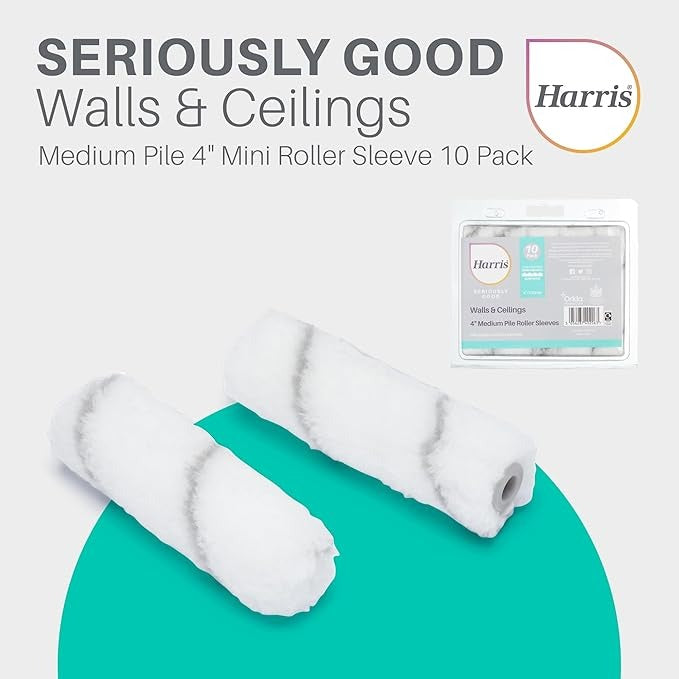Harris Seriously Good Walls & Ceilings 4" Medium Pile Mini Paint Roller Sleeves - 10 Pack