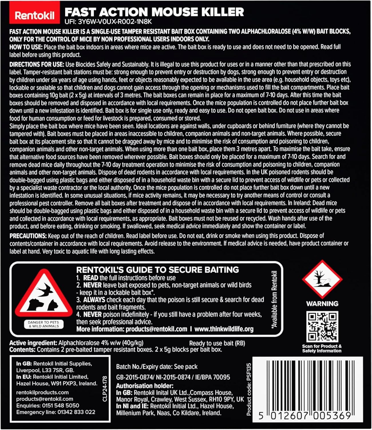 Rentokil Fast Action Mouse Killer 2 Pack 