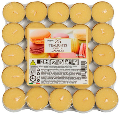 Price's Candles Vanilla Macaroons Scented Tea Lights 25 Pack