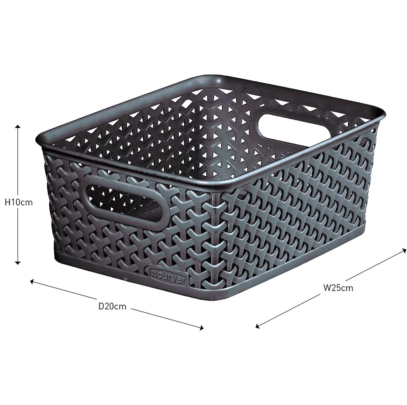 Curver Small Rattan Storage Basket 4 Litre - Dark Grey 