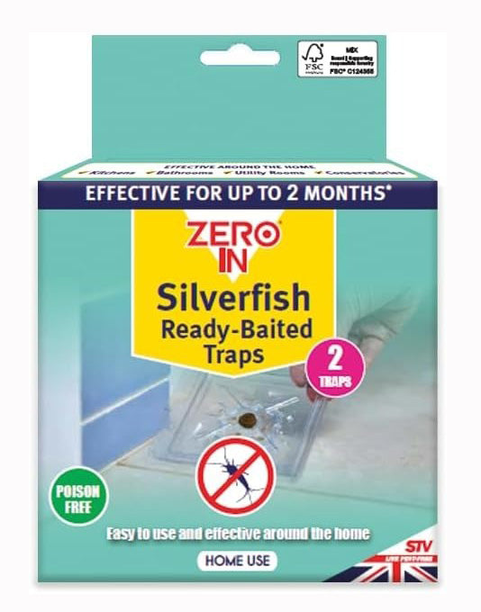 Zero In Silverfish Ready Baited Traps ZER006 - 2 Pack 