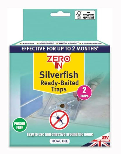 Zero In Silverfish Ready Baited Traps ZER006 - 2 Pack 