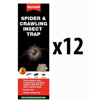12 x Rentokil Spider & Crawling Insect Trap - Pack of 3 Traps